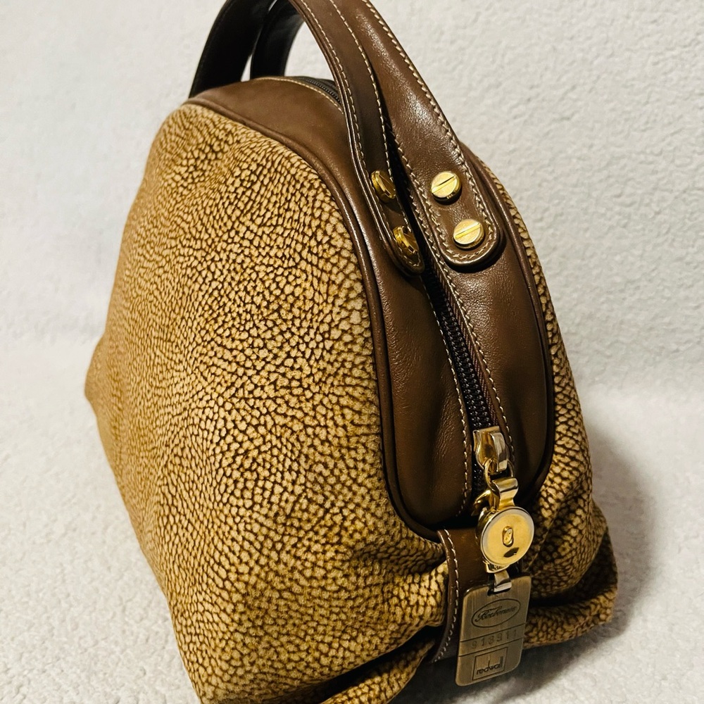 Borbonese Redwall Quail Suede Handbag - image 2